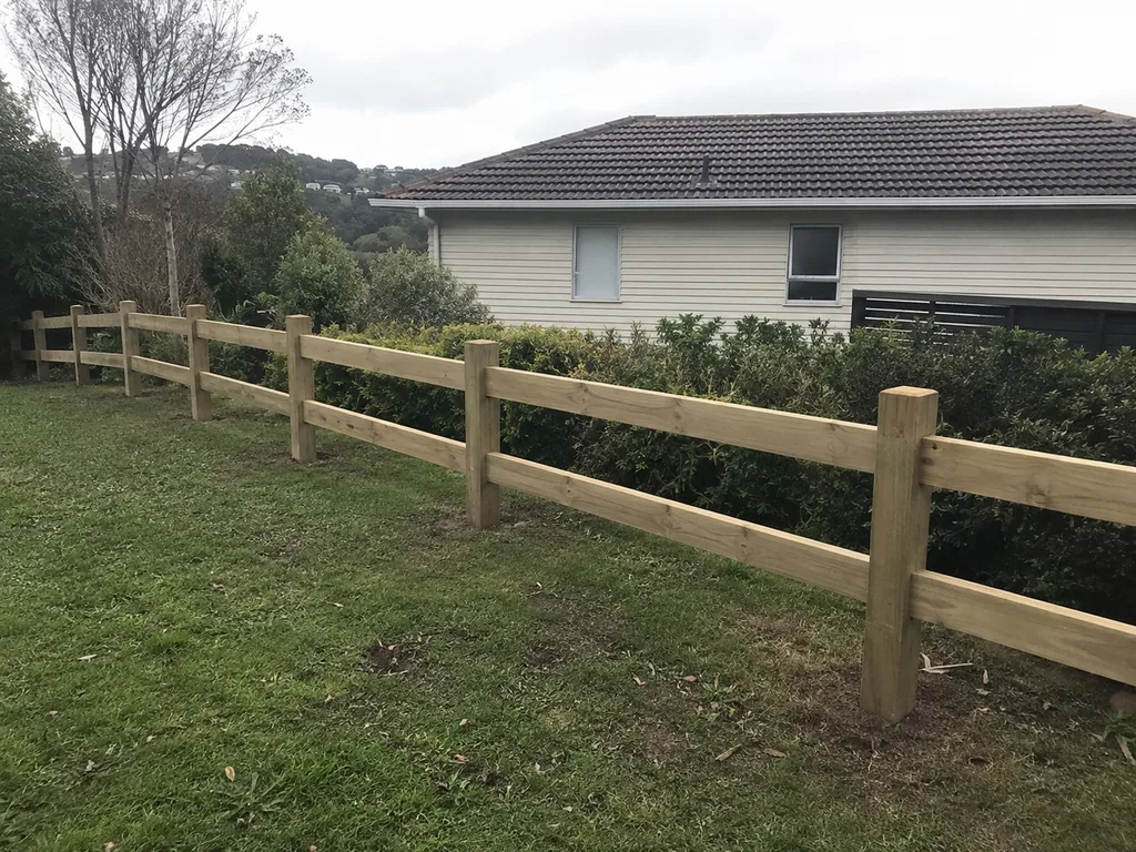 Post and rail fence built in NZ
