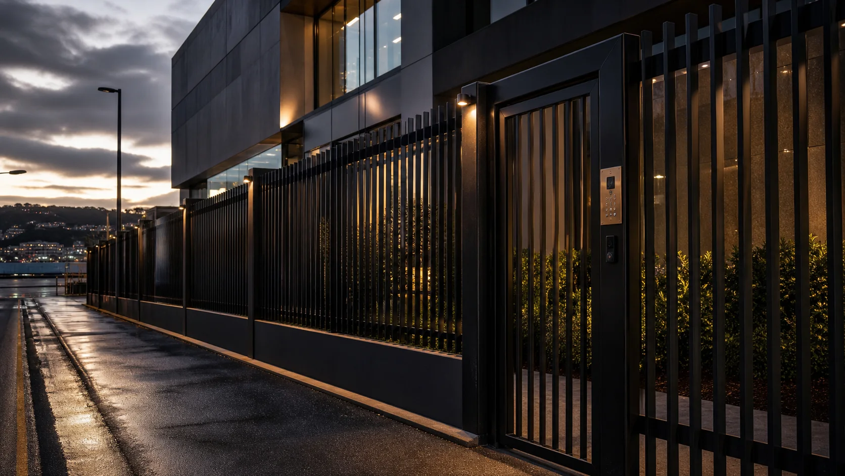 Architectural black steel security fencing in Wellington