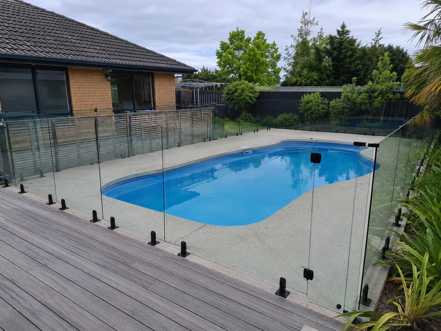 Frameless glass pool fencing at a Wellington home